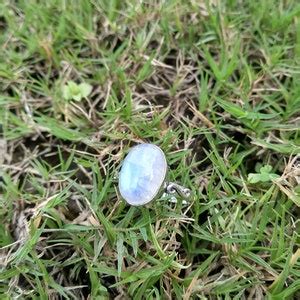 Buy Rainbow Moonstone Ring June Birthstone 925 Silver Ring Blue Flashy ...