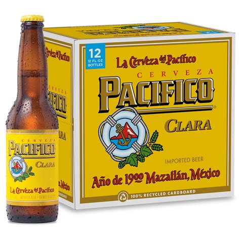 Pacifico Clara Mexican Lager Import Beer, 12 Pack 12 fl oz Bottles, 4.4 ...