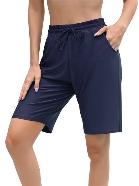 Sociala Swim Shorts Women Drawstring High Waisted Boy Leg Boardshorts ...