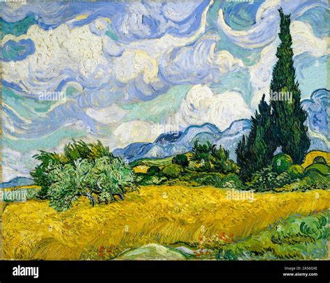 Vincent van Gogh, landscape painting, Wheat Field with Cypresses, 1889 ...