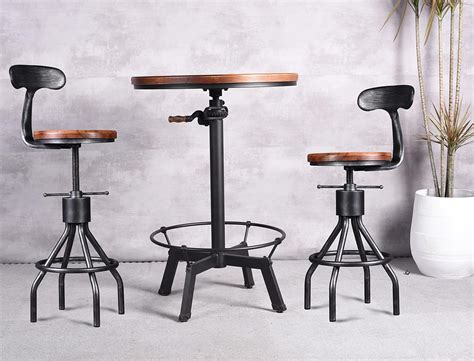 Buy LOKKHAN Industrial Bar Table-33.5-39.4 Inch Tall-Adjustable Bar ...