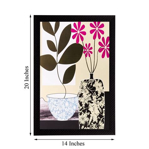 Botanical Black & Pink Flower Matt Textured UV Art Painting ...
