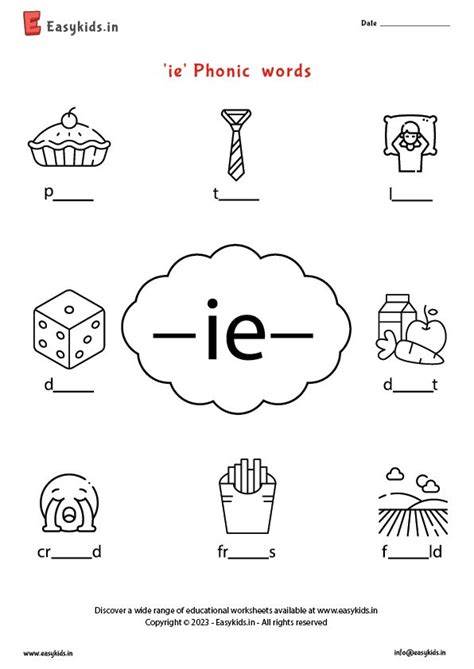 'ie' Phonic words | Phonics, Phonics worksheets, Ie words phonics