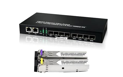 Hanutech 10 Ports Gigabit Fiber Switch, 2 Port RJ45 10/100/1000M-Tx + 8 ...