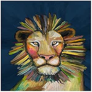 GreenBox Art + Culture GreenBox-Wild Lion On Blue 30x40 Canvas Wall Art ...