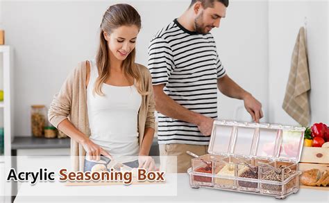 Buy Kalitus Acrylic Home Kitchen 4 Grid Acrylic Seasoning Mukhwas Rasoi ...