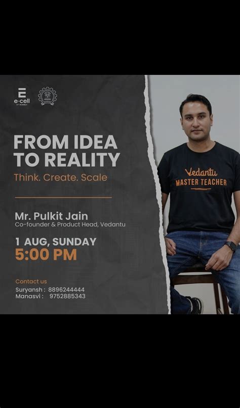 hey everyone, Mark your calender for 1st august for an insightful speaker session from Mr pulkit ...