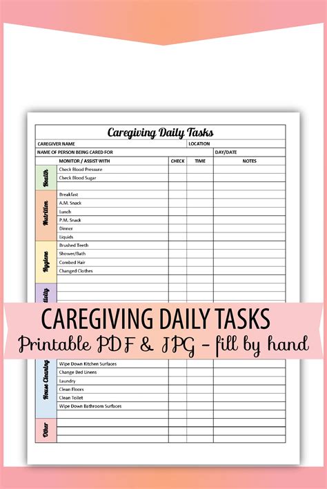 Caregiver Daily Schedule Template