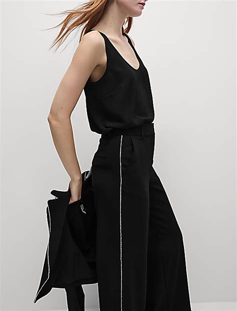 Buy Embellished Tailored Wide Leg Trousers at Marks & Spencer