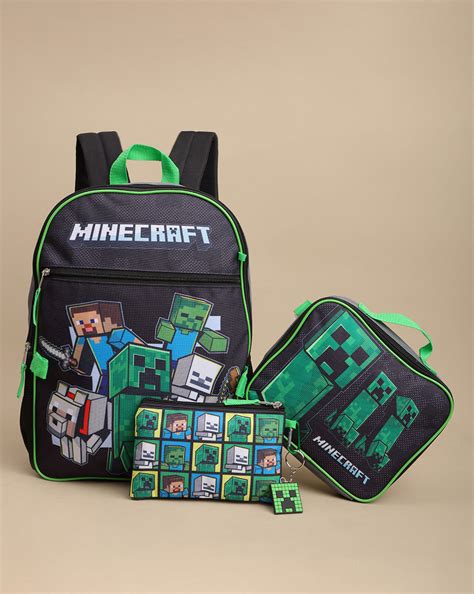 Minecraft Backpack with Lunch Bag & Pencil Pouch for Boys & Girls | Sc ...