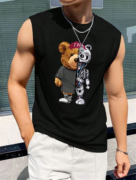 Manfinity Dauomo Men Summer Cartoon Printed Round Neck Tank Top | SHEIN USA