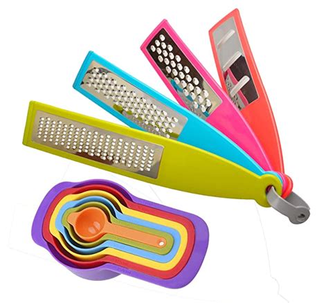 Store2508 Combo of Kitchen Grater Set (4 Pcs) & Measuring Spoons Set (6 ...