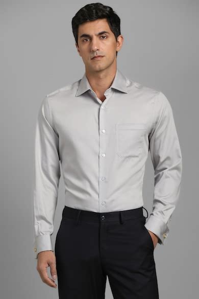 Buy Men Grey Solid Full Sleeves Formal Shirt Online - 39916337 | Louis ...