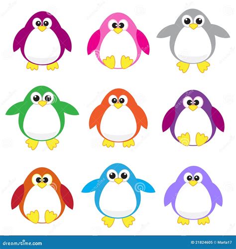 Color penguins clip art stock vector. Illustration of orange - 21824605