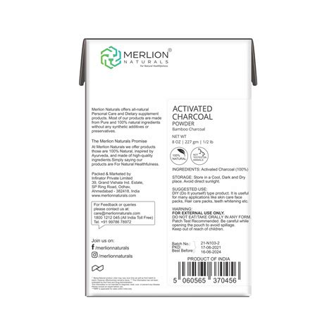 Merlion Naturals Activated Charcoal Powder, Bamboo Shell Charcoal - Cureka