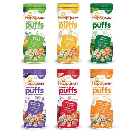 Amazon.com : Happy Baby Organics Superfood Puffs, Variety Pack, 2.1 ...