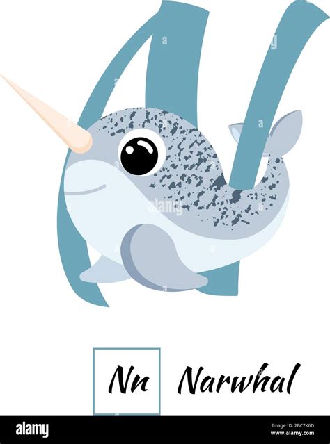 Cute English animal alphabet letter N vector image Stock Vector Image ...