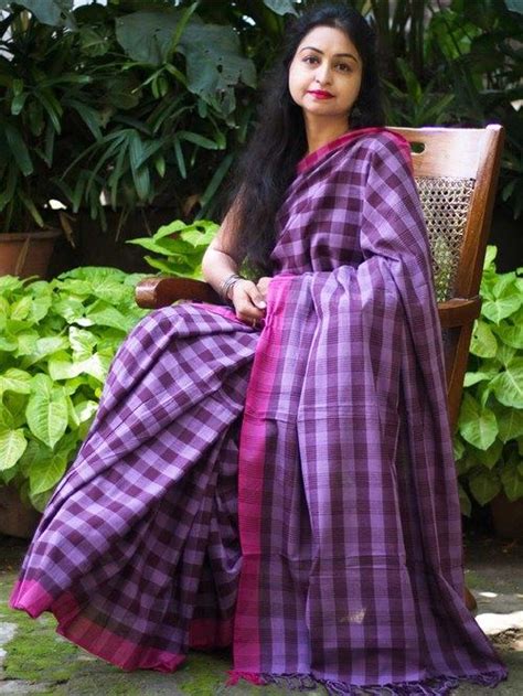 Saree-Purple checks – gestures.in