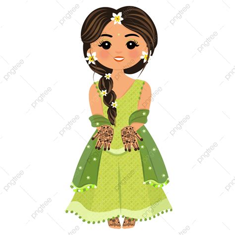 Paisley Henna Mehndi Vector Art PNG, Indian Girl In Mehndi Outfit ...