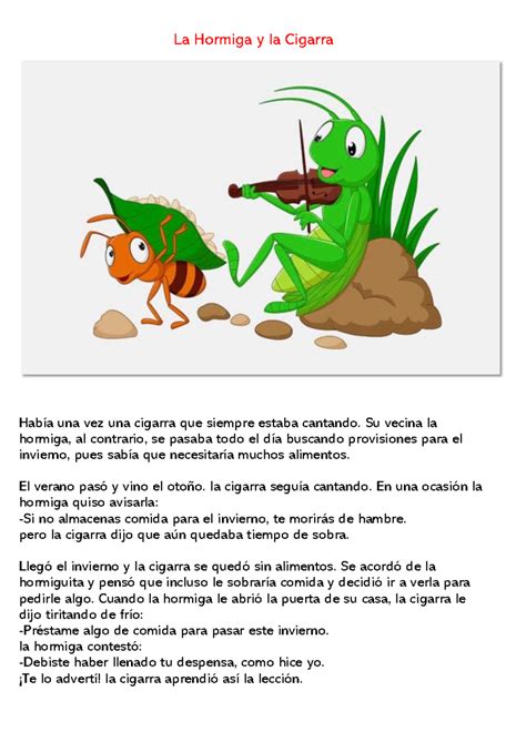 La Hormiga y la Cigarra - cuento - La Hormiga y la Cigarra Había una ...