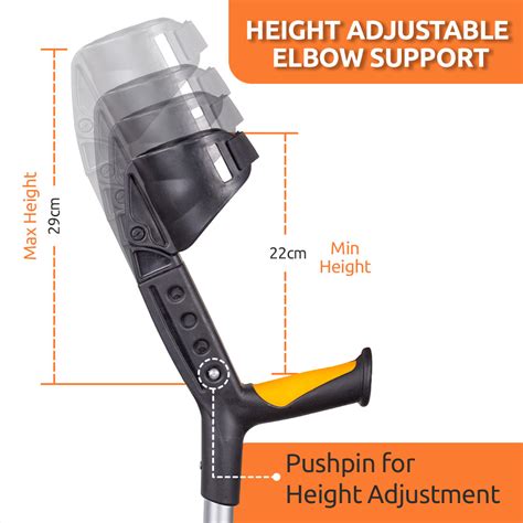 Astra Plus Crutch with Height Adjustable Elbow Support & Movable Arm C ...