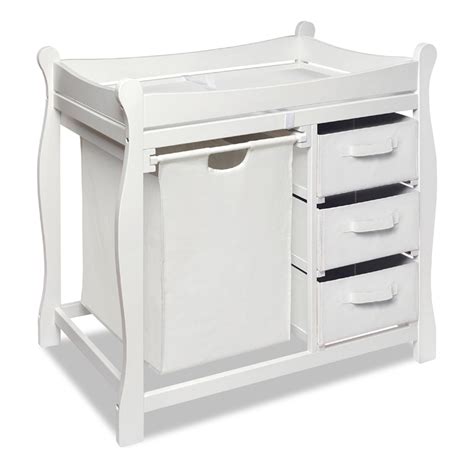 Badger Basket Sleigh Style Baby Changing Table with Hamper and 3 ...