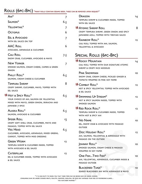 Zheng Asian Bistro menu in Glenwood Springs, Colorado, USA