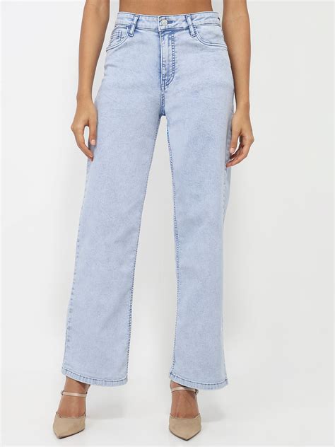 Buy Women Light Blue High-Rise Wide Leg Jeans | Kraus Jeans
