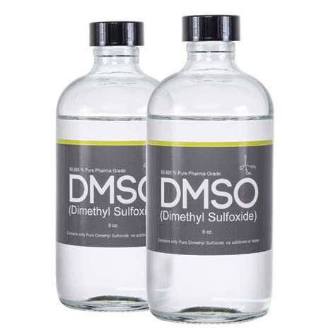 Buy DMSO Dimethyl Sulfoxide NO Odor 2 Glass 8 oz Bottle Special 99.995% ...