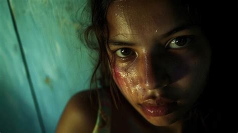 A teenage girl with a deep scar running down one side of her face a ...
