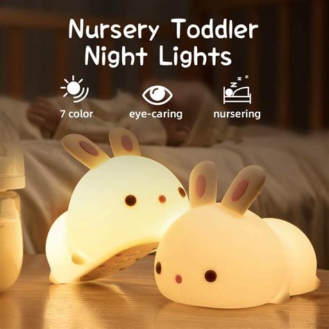 GOJOY Cute Bunny Kids Night Light, Led Touch Lamp With Usb Rechargeabl ...