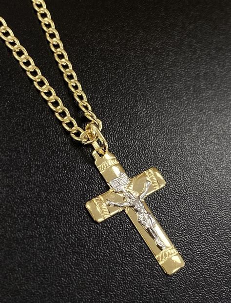 Solid 10K Gold Cross Necklace, Gold Cross Pendant, Real Gold Cross ...