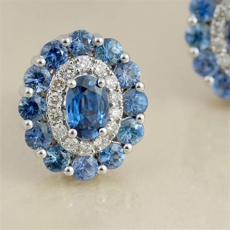 Azure Gold Diamond and Blue Sapphire Ear Studs – MOI - Boutique ...