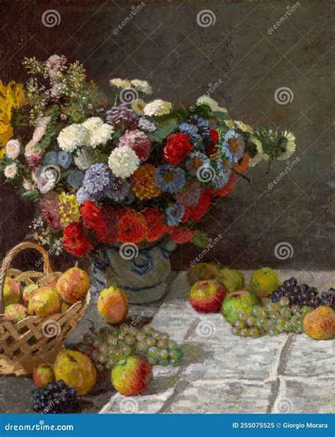 Still Life with Flowers and Fruit by Claude Monet Editorial Image ...