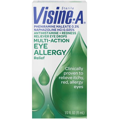 Visine -A Antihistamine + Redness Multi-Action Eye Allergy Reliever Eye ...