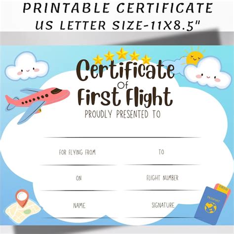 Buy My First Flight Certificate Template Online In India - Etsy India