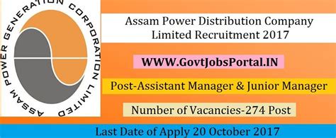 Assam Power Distribution Company Limited Recruitment 2017– 274 ...