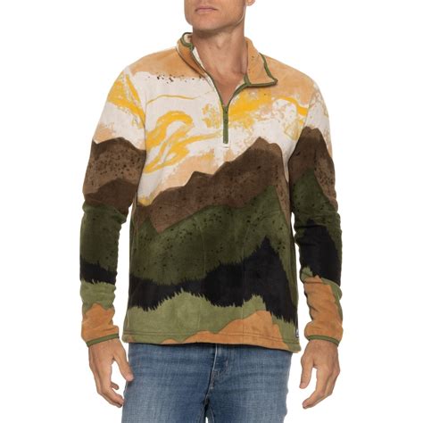 Mountain and Isles Printed Polar Fleece Sweater - Zip Neck - Save 50%