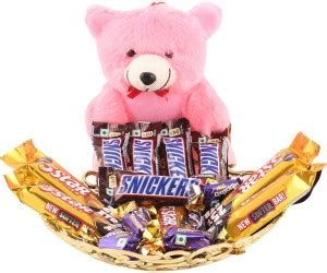 5star With Snickers Chocolates & Cute Teddy | Chocolate Gift Plated ...