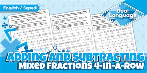 Grade 4 Maths Adding Subtracting Row Game – Sepedi/English
