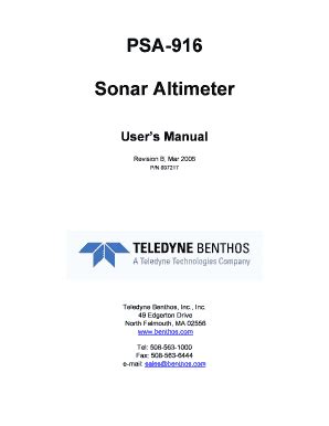 Fillable Online PSA-916 Sonar Altimeter - Fondriest Environmental Inc ...