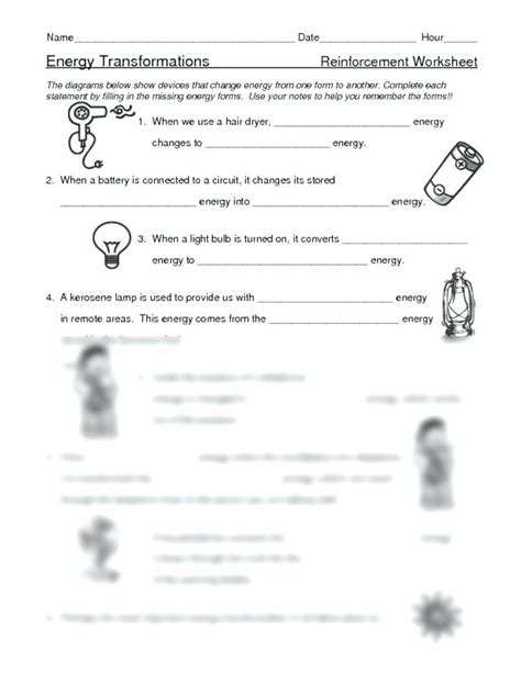 Energy Transformation Worksheet Answers 的图像结果