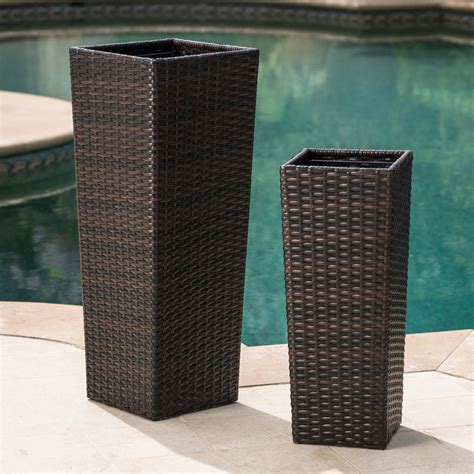 Dreamline Outdoor Wicker Planters For Garden , Balcony (Dark Brown ...