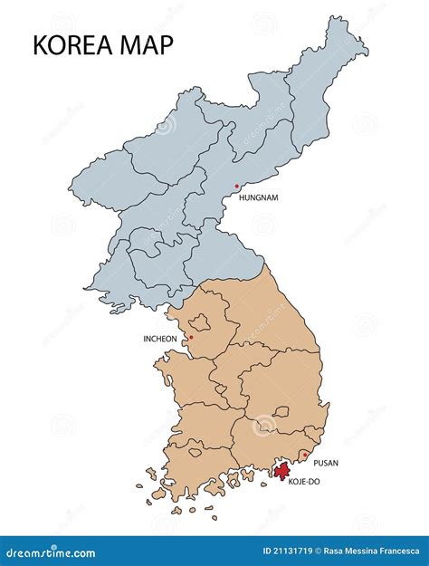 Map of North and South Korea Stock Vector - Illustration of outline ...