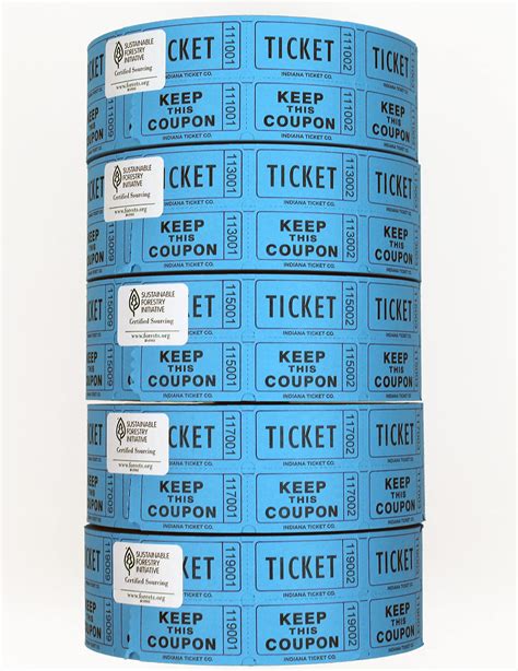 INDIANA TICKET CO. 10,000 Blue CONSECUTIVELY Numbered Raffle Tickets.