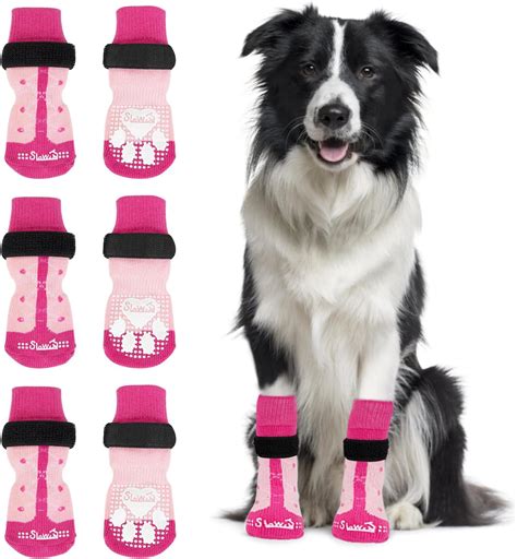 AUTOWT Anti Slip Dog Socks 3 Pairs - Indoor Hardwood Floor Dog Paw ...