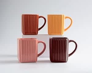 Buy Ceramic Multicolor Coffee Mugs Set of 4 Size (9x10) cm 300ml Online ...