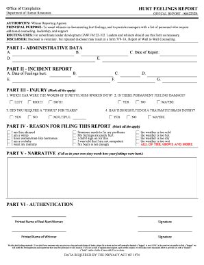 Hurt Feelings Report Form - Fill Online, Printable, Fillable, Blank ...