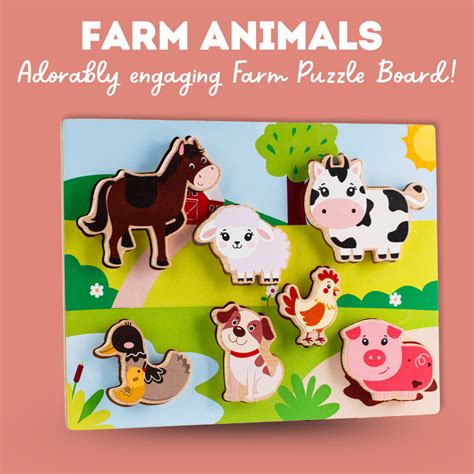 Buy Cots and Cuddles Wooden Farm Animals Shapes Chunky Match Puzzle in ...