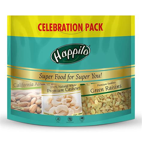 Happilo Celebrations Combo 310g (Almonds 80g, Cashews 80g & Raisins 15
